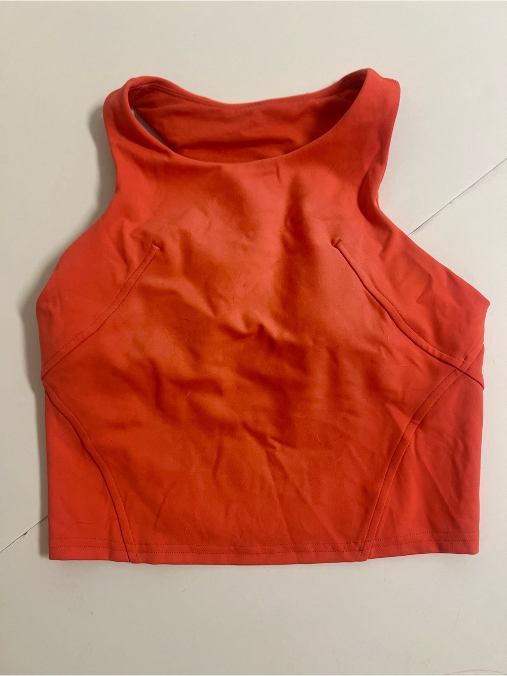 lululemon athletica Coral-Red High Neck Crop Tank